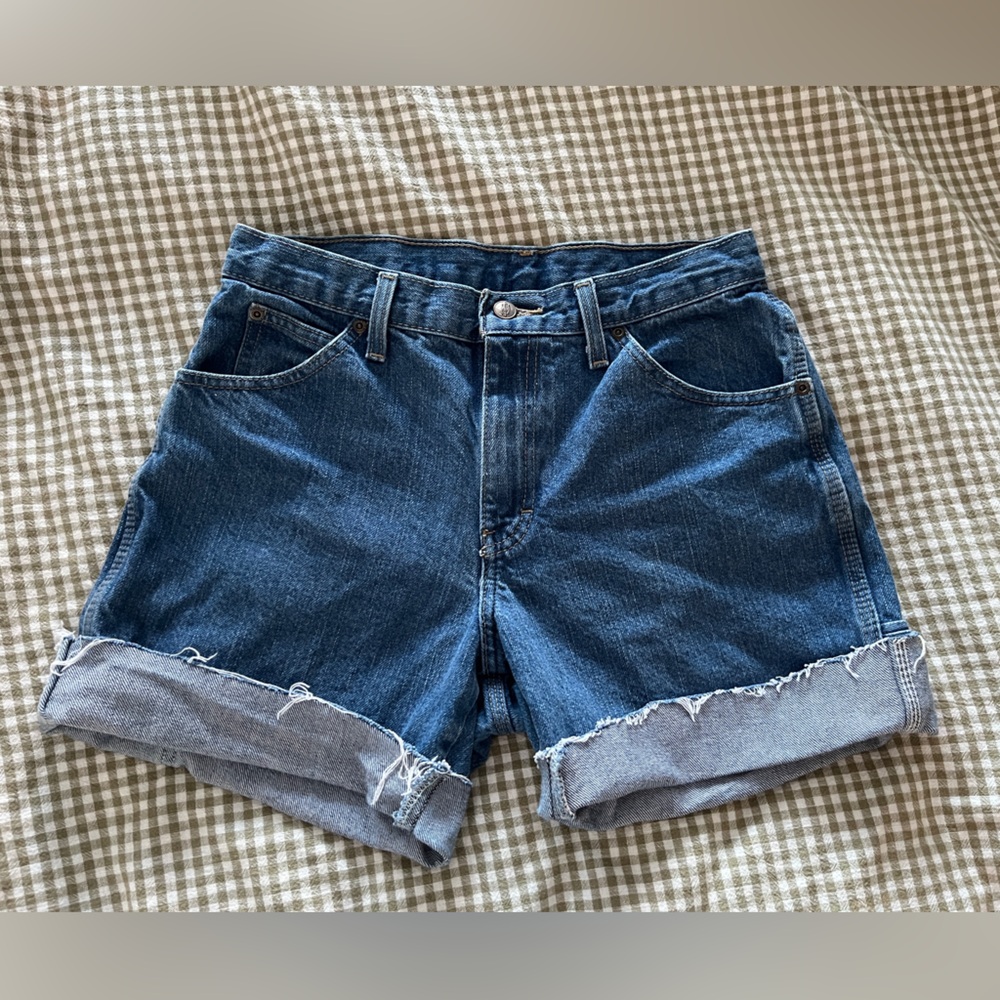 Dickies Rolled Hem Dark Blue Denim Shorts